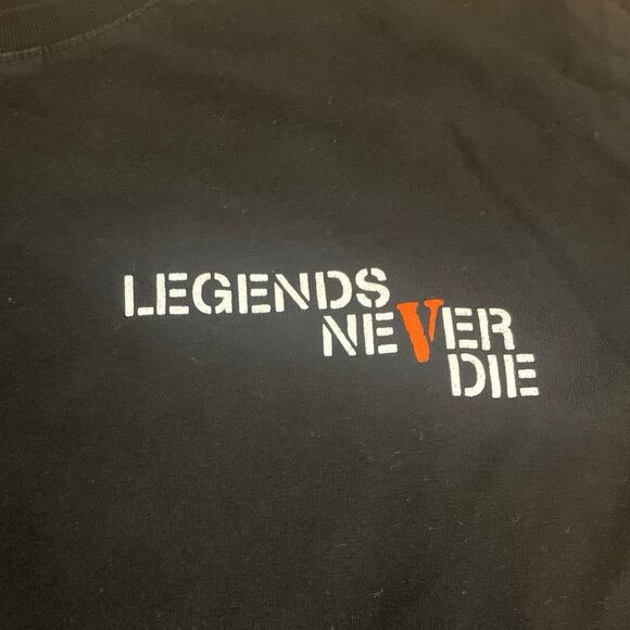 Legends Never Die Big V and Butterfly Black Tee Shirt Mens Size Medium - Picture 3 of 7